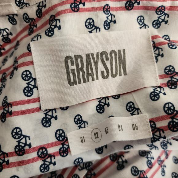 Grayson The Hero Button Up Shirt Bicycle Print Women's Small 02 White - Picture 8 of 9